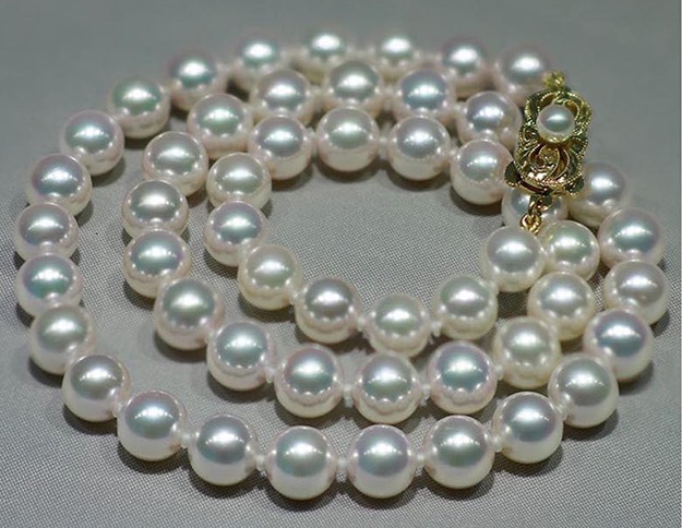 7.5-8 mm White Akoya Pearl Necklace AA+ Quality