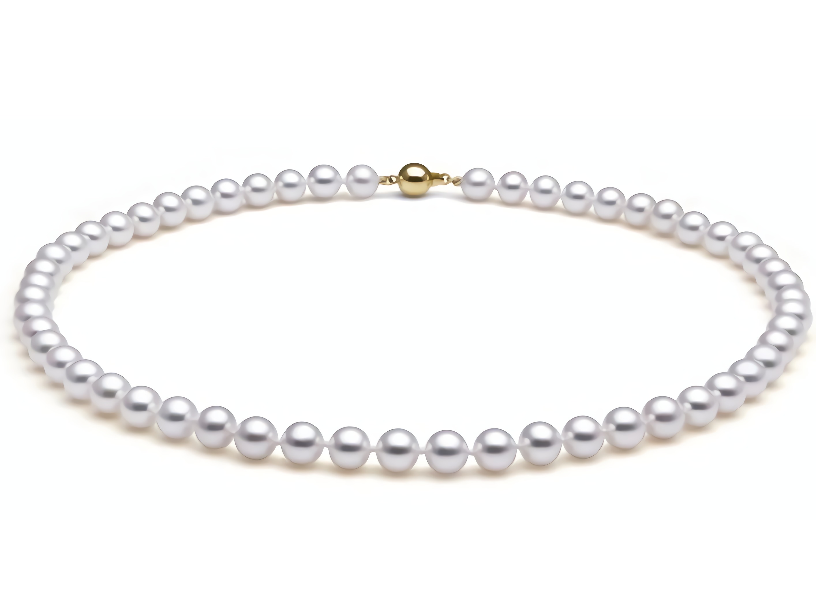 6-6.5 mm White Cultured Akoya Pearl Necklace AA+ Quality