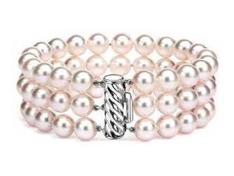 Triple-Strand 6-10 mm White Pearl Bracelet