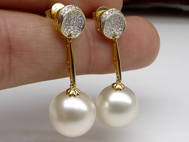 Britney South Sea Pearl and Diamond Earrings