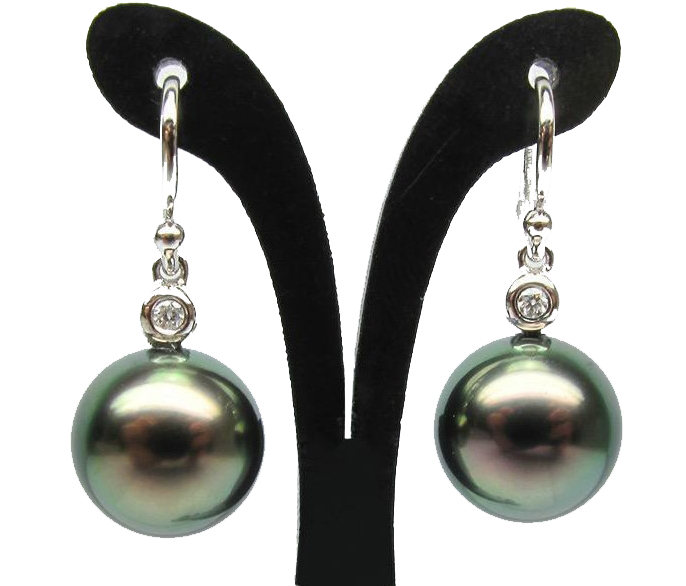 Queena Tahitian Pearl & Diamond Earrings