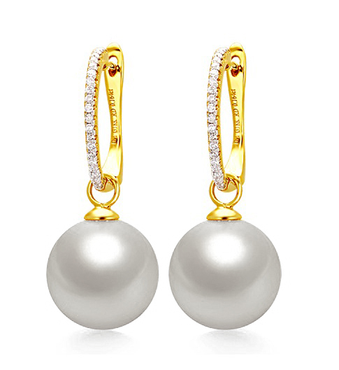 South Sea Pearl and Diamond Earrings