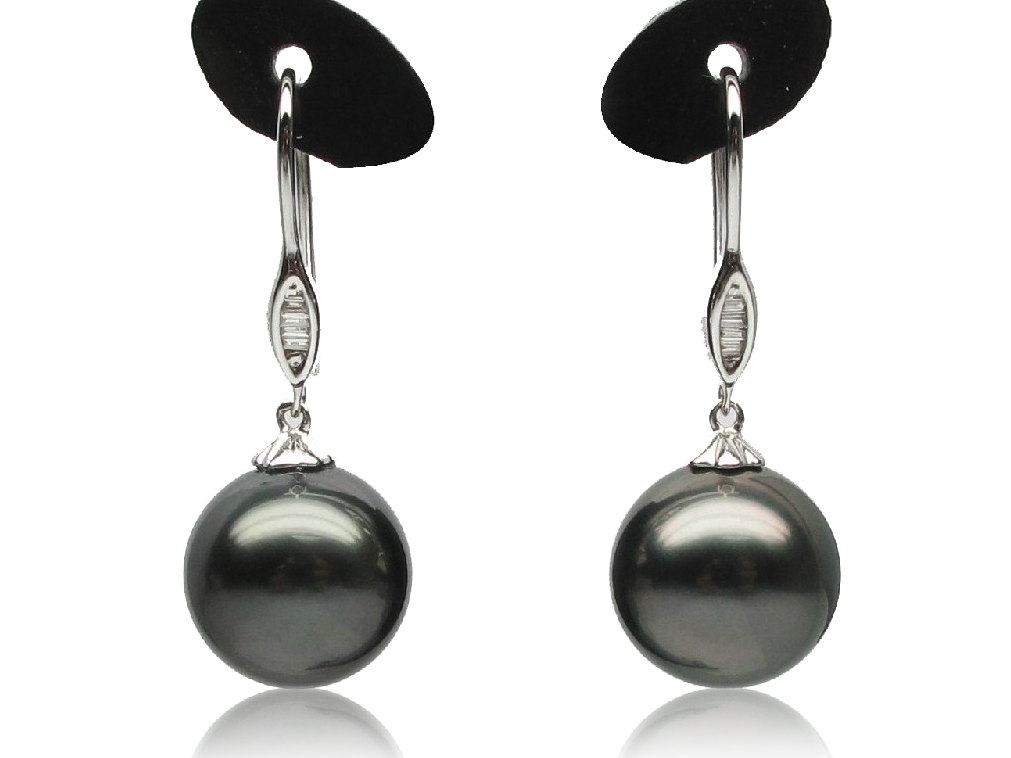 Barry Tahitian Pearl and Diamond Earrings