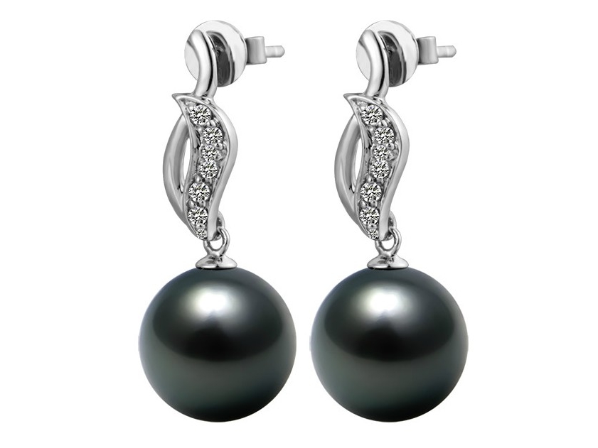 Theophile Tahitian Pearl and Diamond Earrings