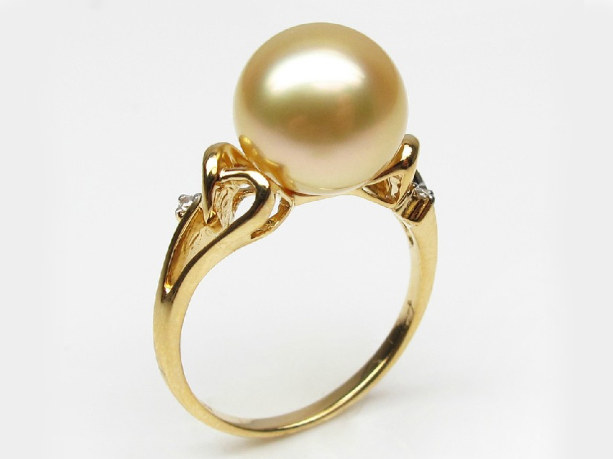 Embrace Collection 9.0-10.0 mm Golden South Sea Pearl Ring 5.5 by Pearl Paradise