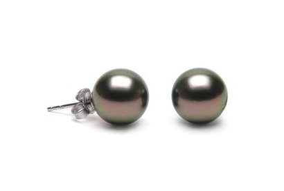 9-10 mm Tahitian Pearl Stud Earrings AAA