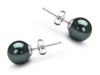 6.5-7.0 mm Black Akoya Pearl Stud Earrings